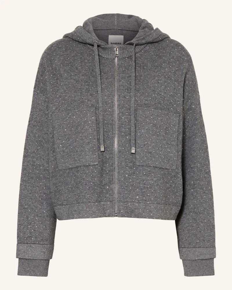Sandro Strickjacke Mit Schmucksteinen grau Grau
