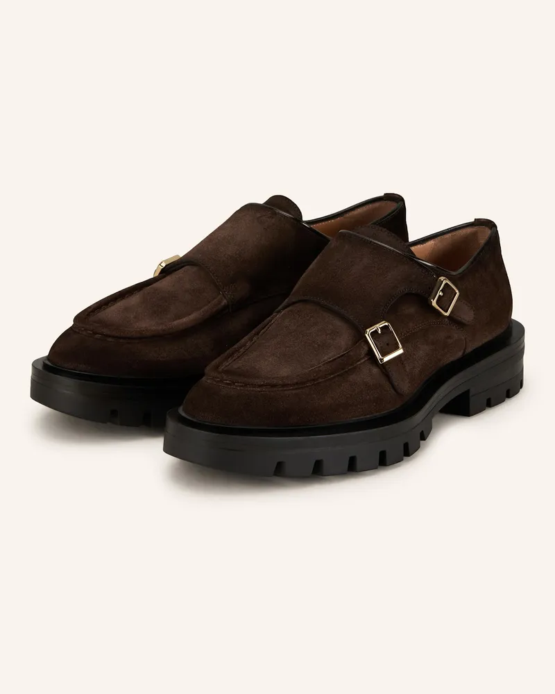 Santoni Double-Monks Feint braun Dunkelbraun