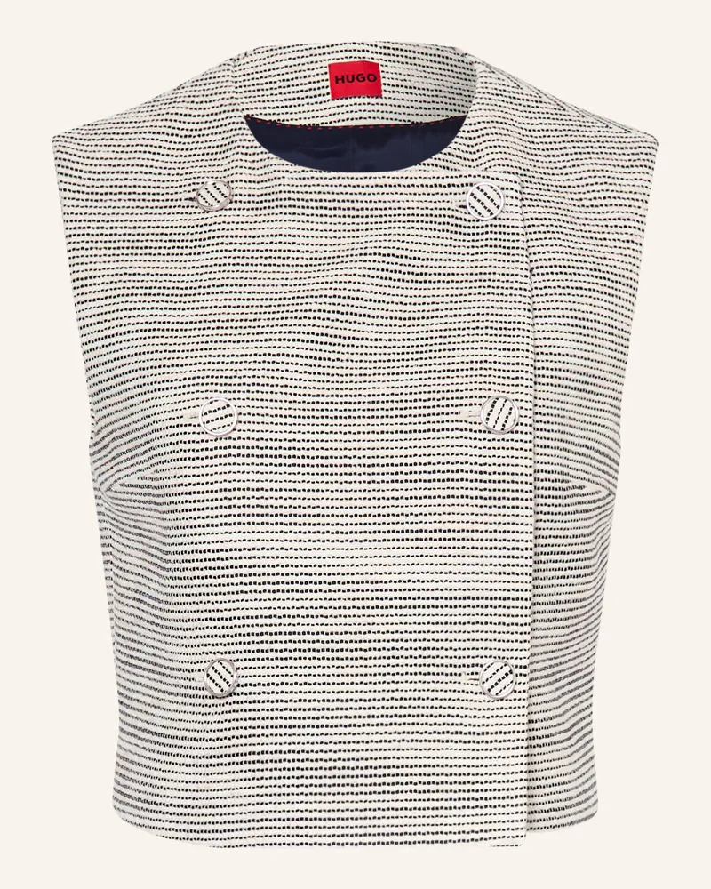 HUGO BOSS Cropped-Blazerweste Awinea Aus Bouclé schwarz Weiss