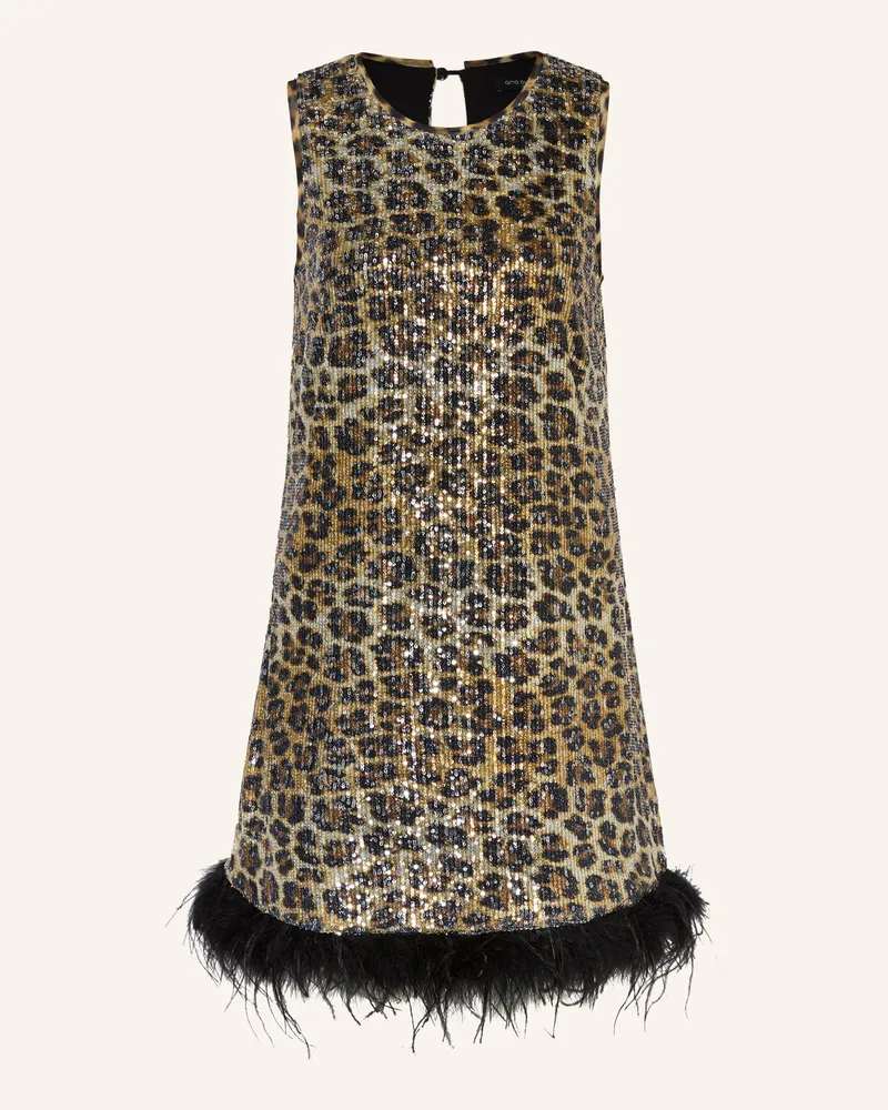 ana alcazar Cocktailkleid aus Mesh mit Pailletten Hellbraun