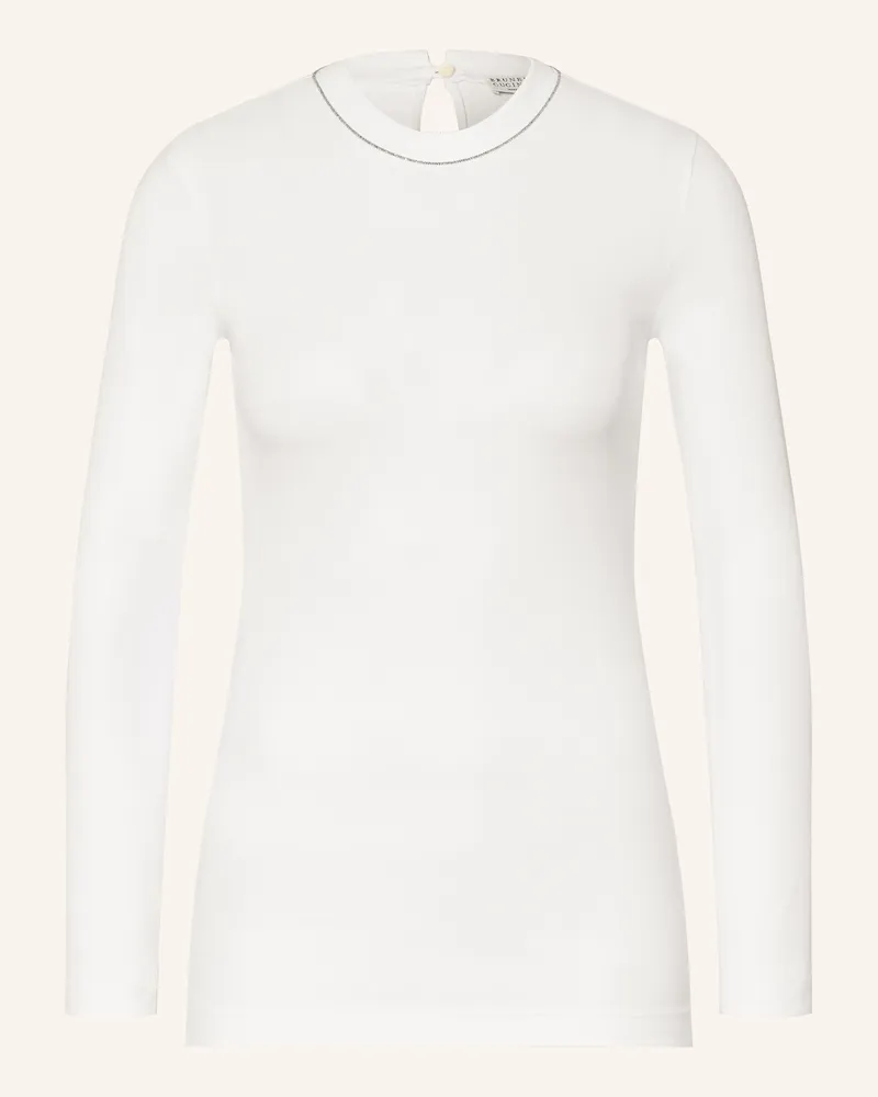 Brunello Cucinelli Longsleeve Mit Schmuckperlen weiss Weiss