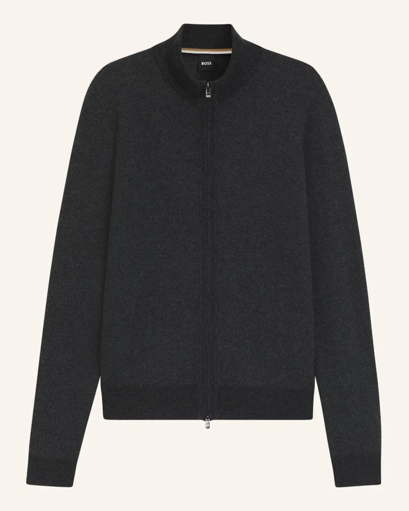 HUGO BOSS Strickjacke H-HETERNO Regular Fit Schwarz