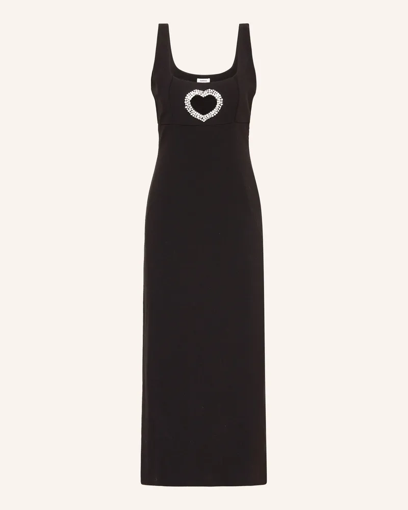Sandro Kleid mit Cut-out und Schmucksteinen Schwarz