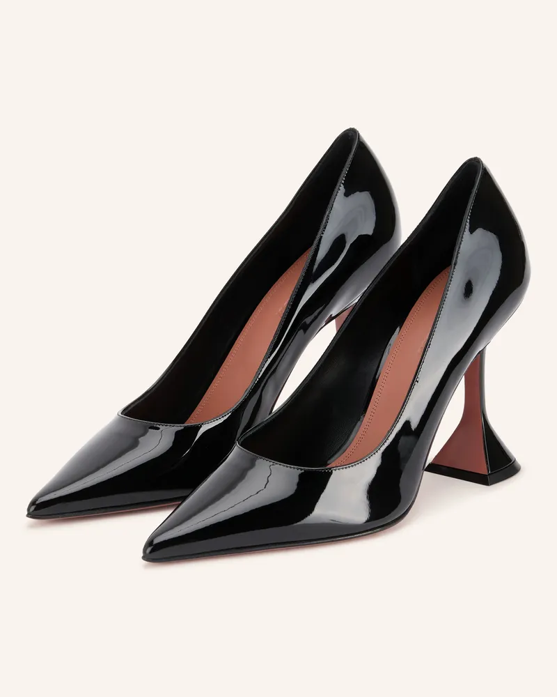 Amina Muaddi Lack-Pumps schwarz Schwarz