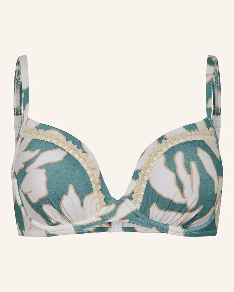 watercult Bügel-Bikini-Top Floral Abstract blau Petrol