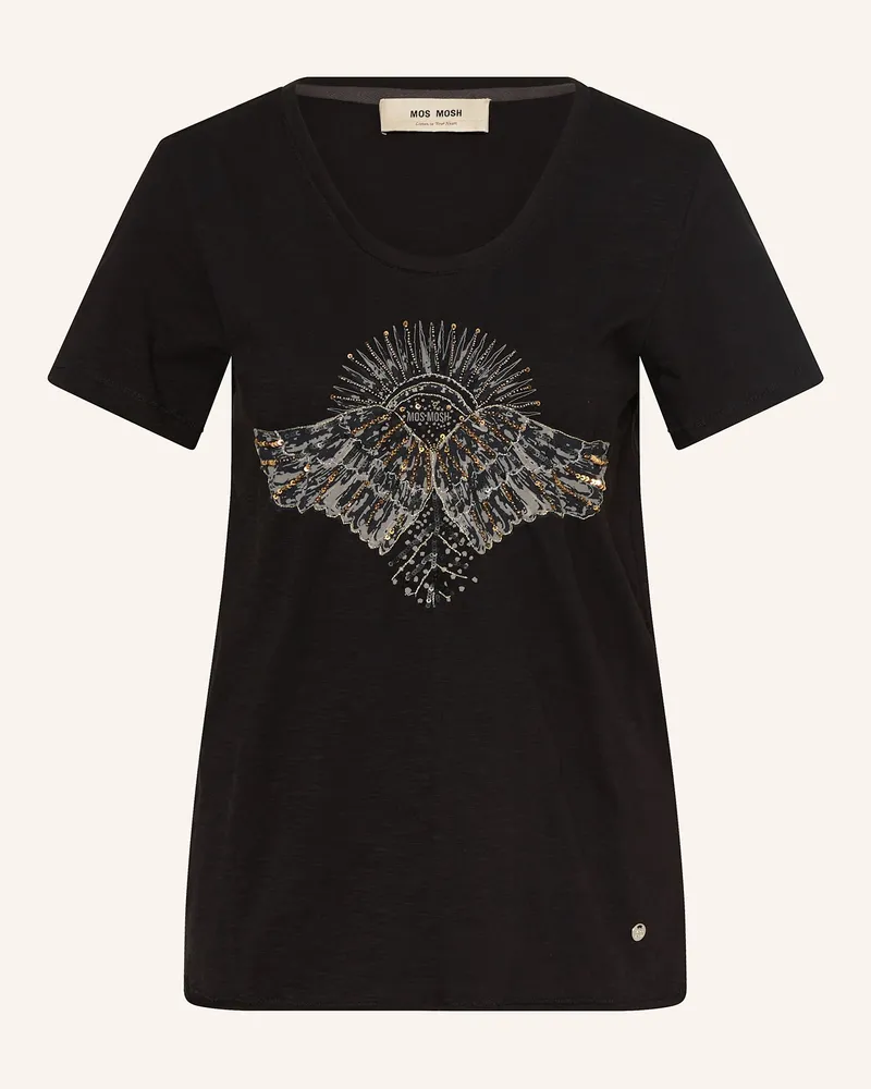 Mos Mosh T-Shirt MMNADINE mit Schmuckperlen und Pailletten Schwarz