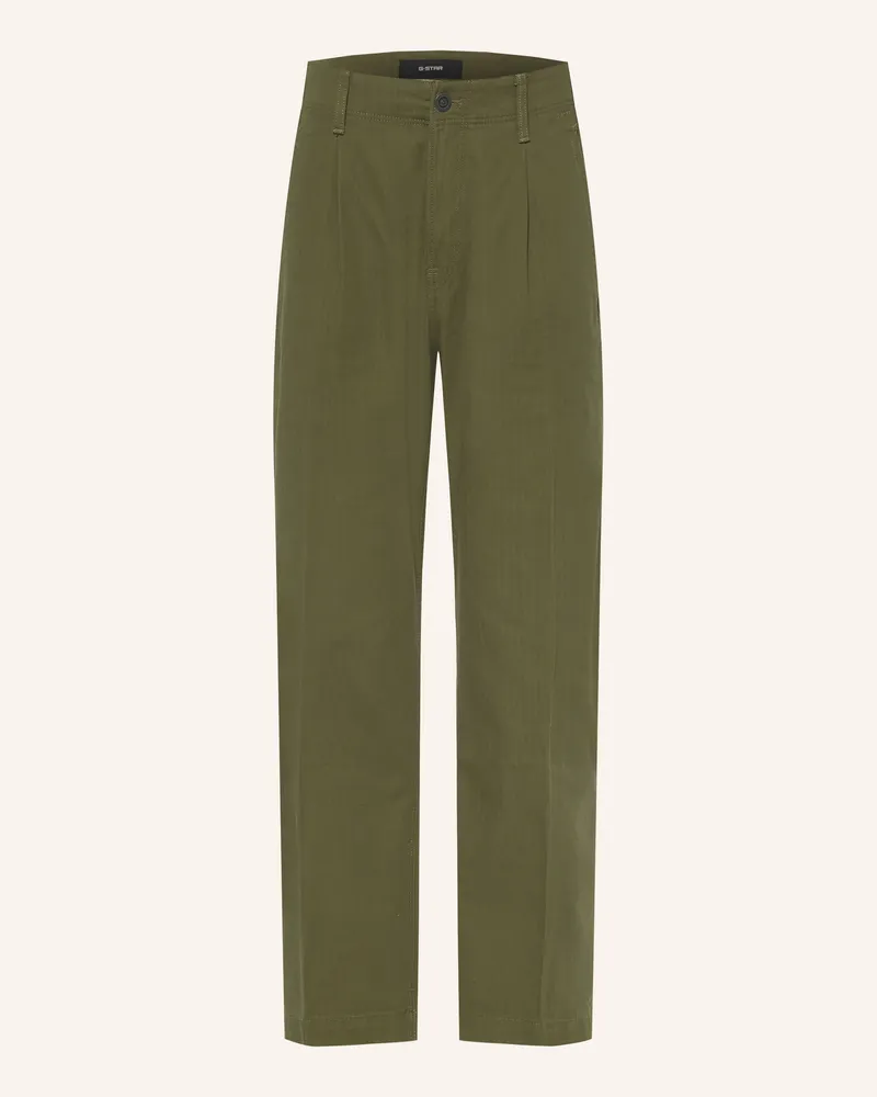 G-STAR RAW Chino Pleated Loose Tapered Tapered Fit gruen Khaki