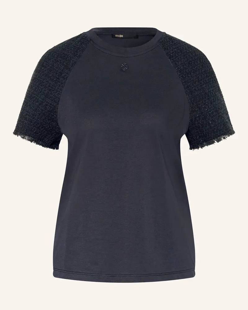 Maje T-Shirt im Materialmix Dunkelblau