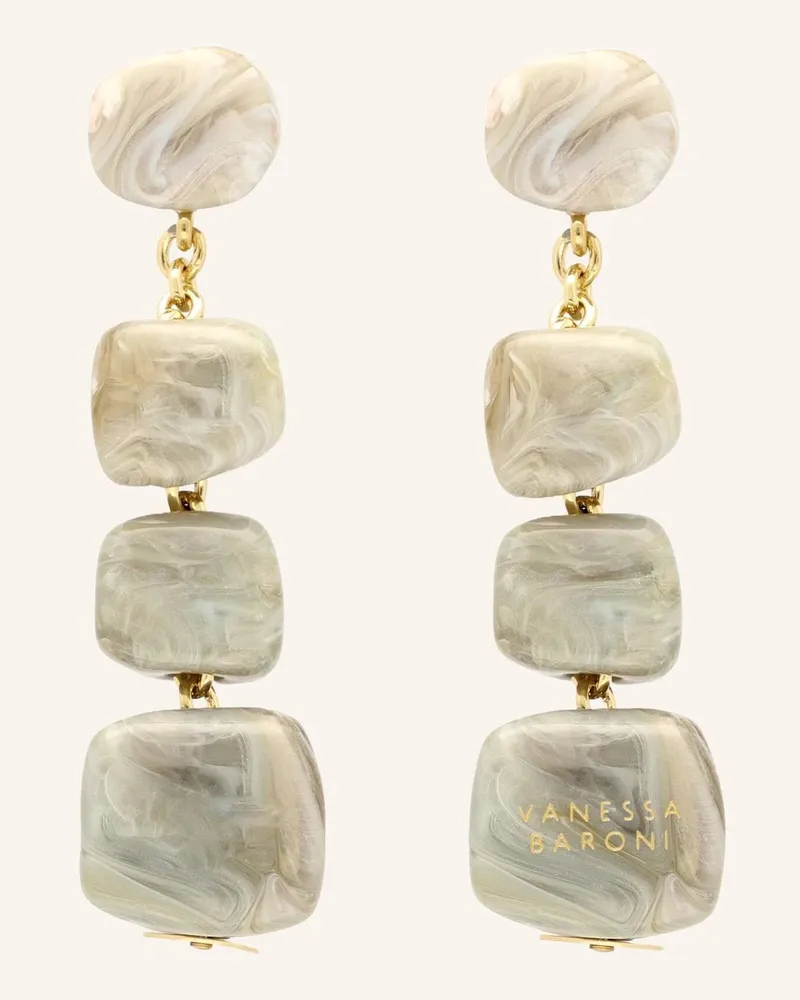 Vanessa Baroni Ohrhänger ORGANIG SHAPED EARRING SNOW GREEN MARBLE by GLAMBOU Gold