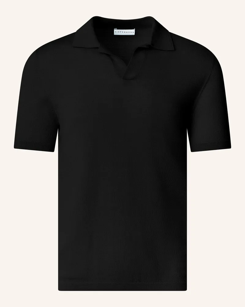 KIEFERMANN Strick-Poloshirt Luras Aus Merino schwarz Schwarz