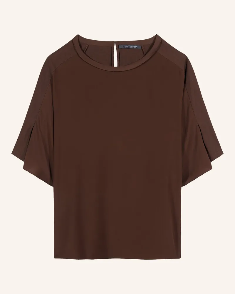 Luisa Cerano Blusenshirt Im Materialmix braun Dunkelbraun