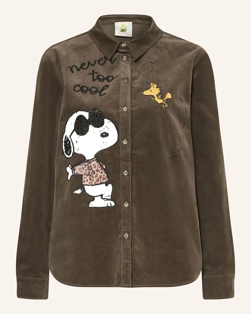 Princess goes Hollywood Hemdbluse Snoopy Aus Cord Und Mit Schmucksteinen gruen Khaki