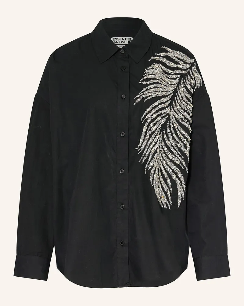 Essentiel Hemdbluse ILIZA mit Schmucksteinen und Pailletten Schwarz