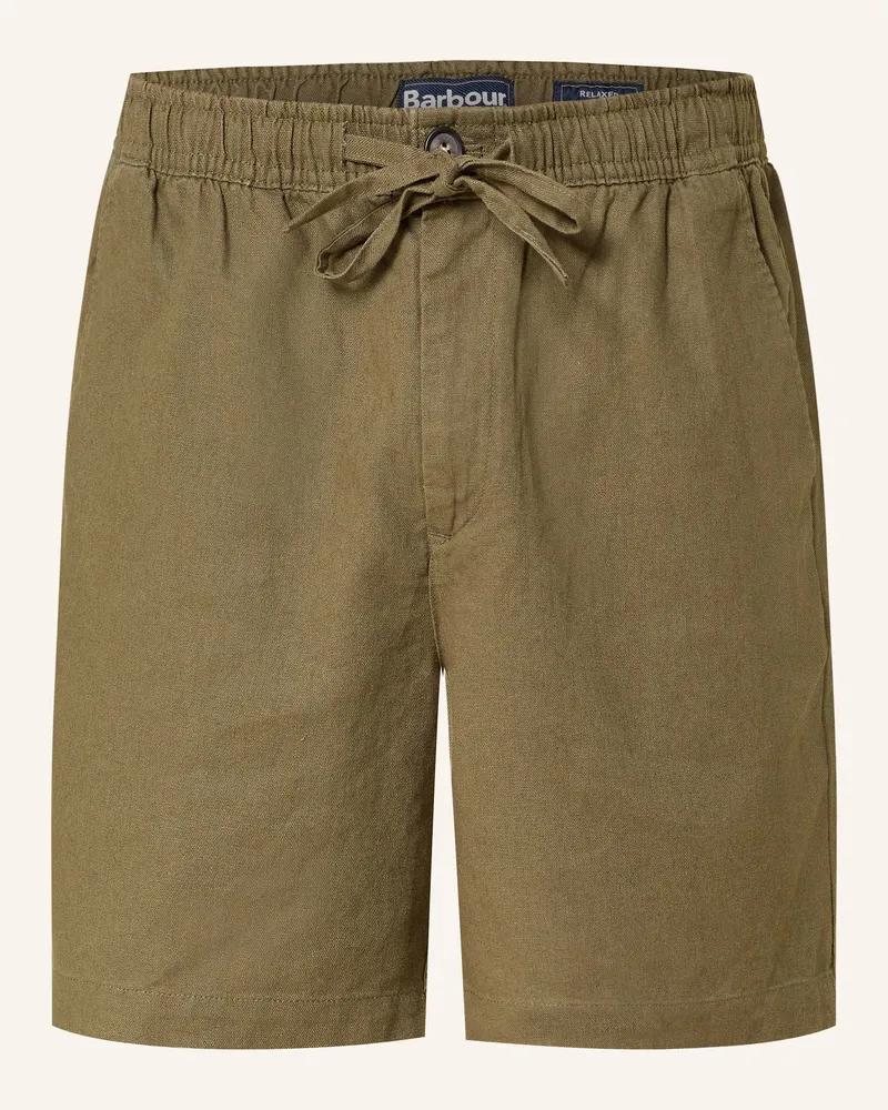 Barbour Shorts Mit Leinen gruen Khaki