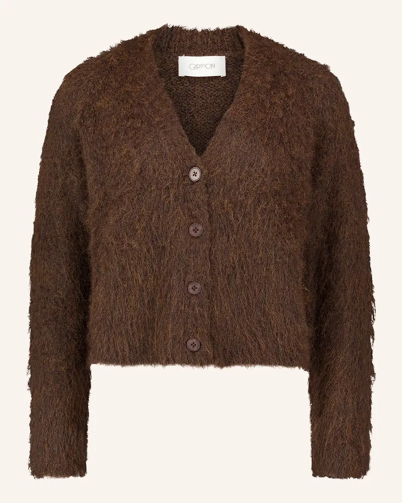 Cartoon Strickjacke braun Dunkelbraun
