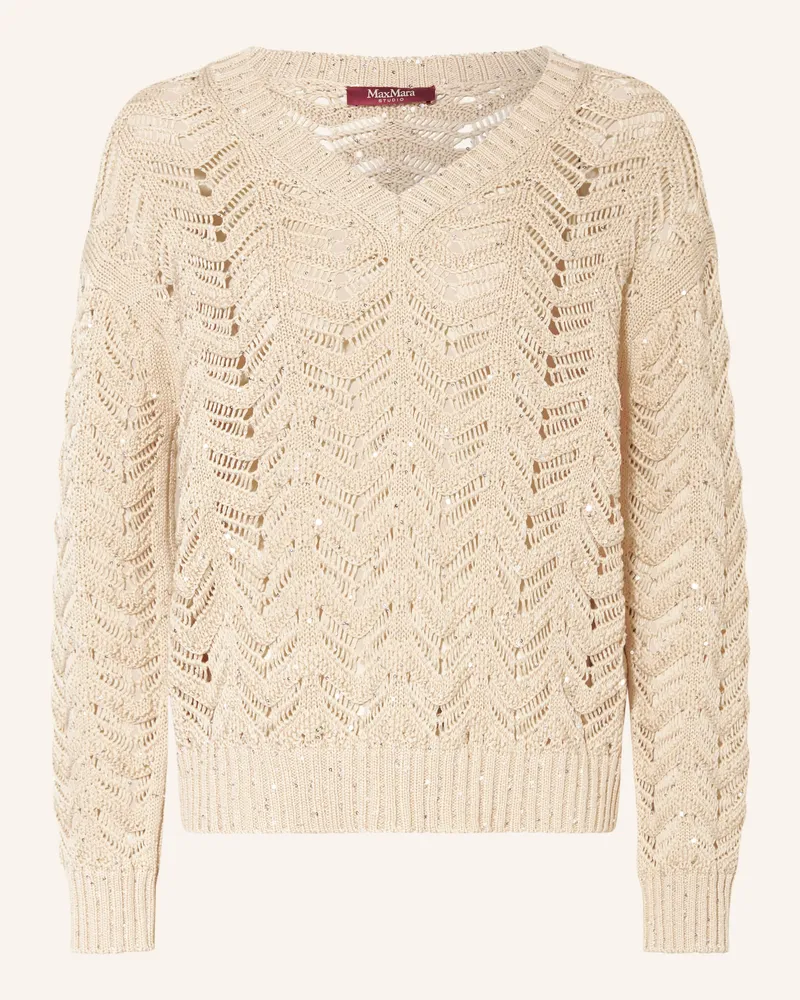 Max Mara Pullover Felino Mit Pailletten beige Beige