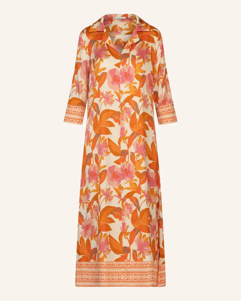 Mint & Mia Langes Bedrucktes Viskose Satin Kleid orange Orange