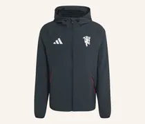 Machchester United Tiro Travel Windbreaker, Durchgehender Reissverschluss gruen