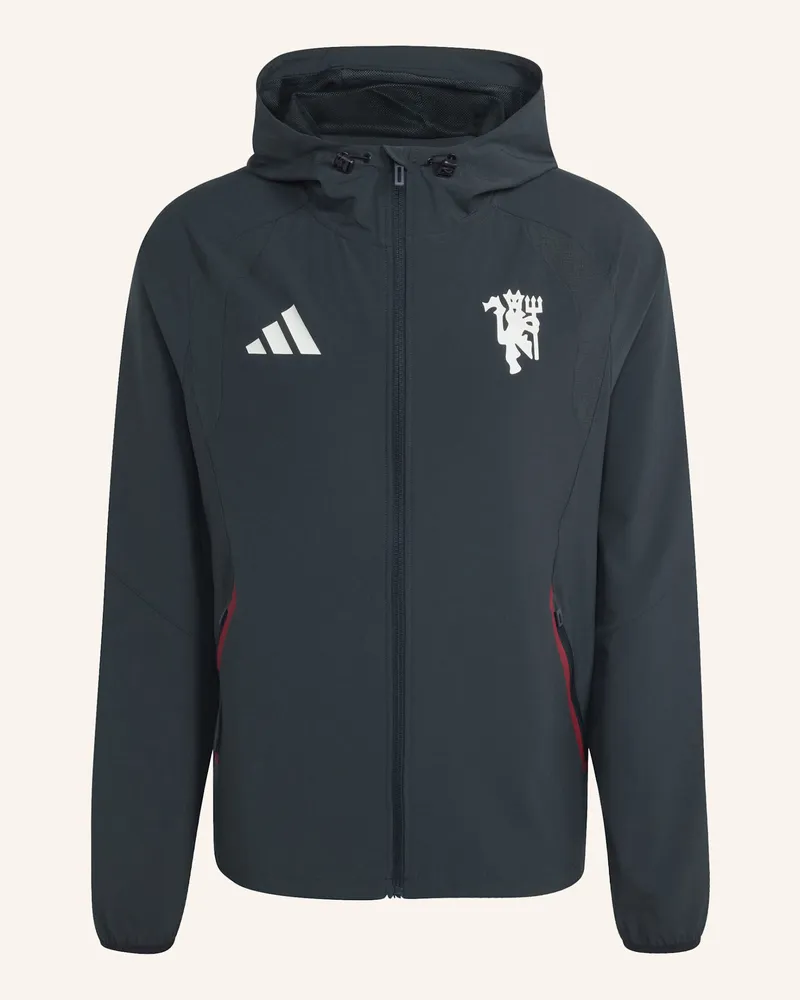 adidas Machchester United Tiro Travel Windbreaker, Durchgehender Reissverschluss gruen Grün