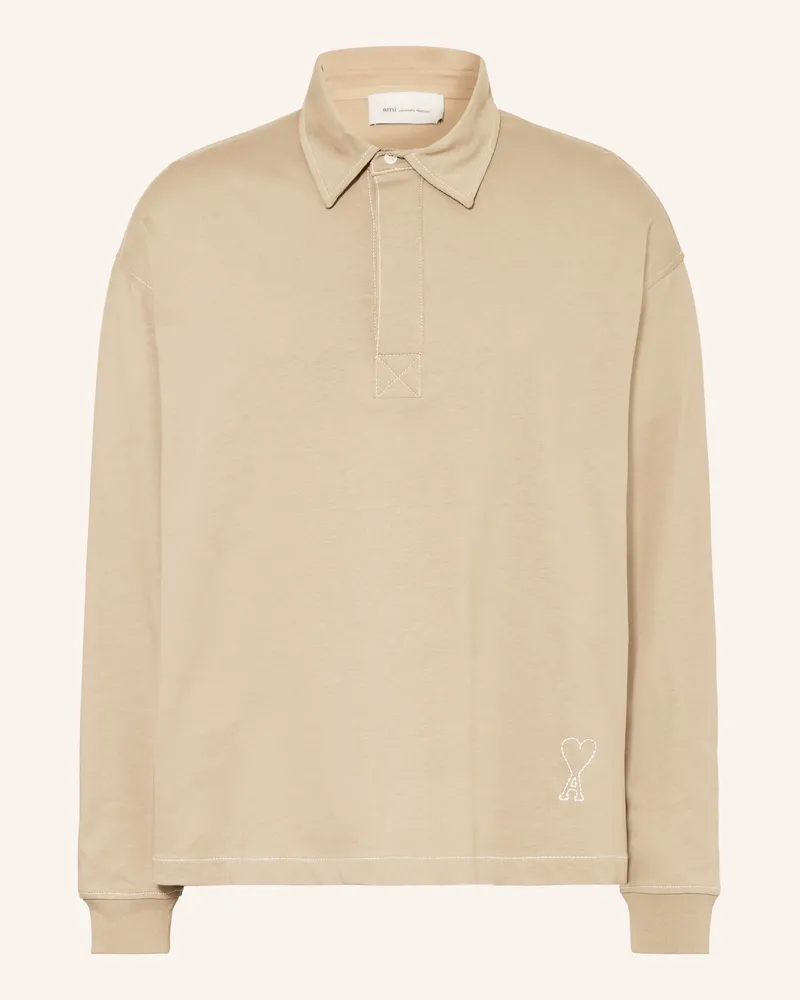 AMI Paris Jersey-Poloshirt Oversized Fit beige Beige