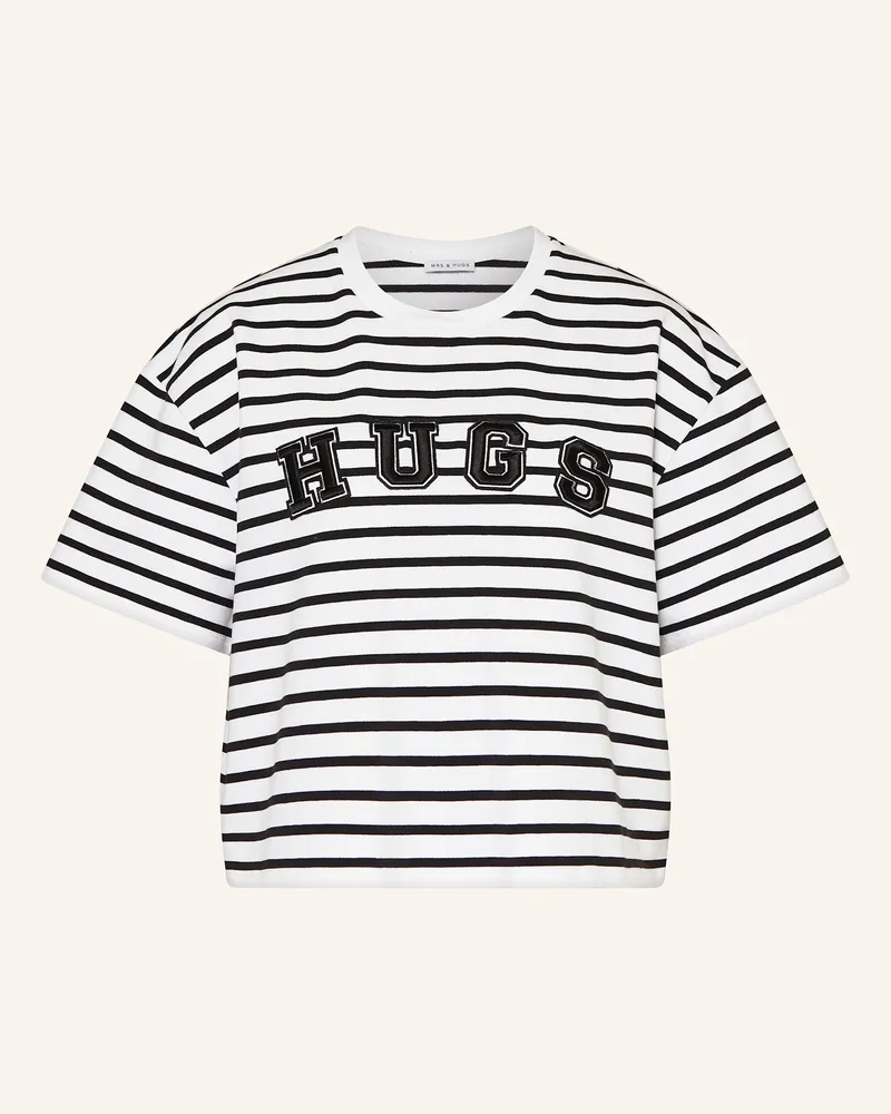 Mrs & HUGS Cropped-Shirt schwarz Weiss