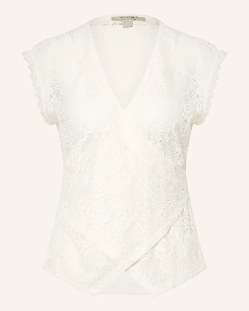 AllSaints Spitzentop Vera In Wickeloptik weiss Ecru