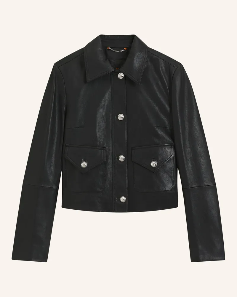 HUGO BOSS Lederjacke C_Sakara Regular Fit schwarz Schwarz