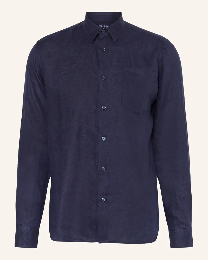 Vilebrequin Leinenhemd Caroubis Regular Fit blau Dunkelblau
