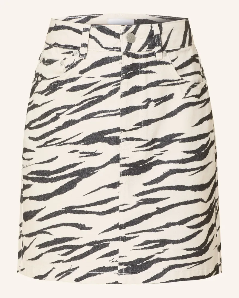 Lala Berlin Jeansrock Split schwarz Weiss