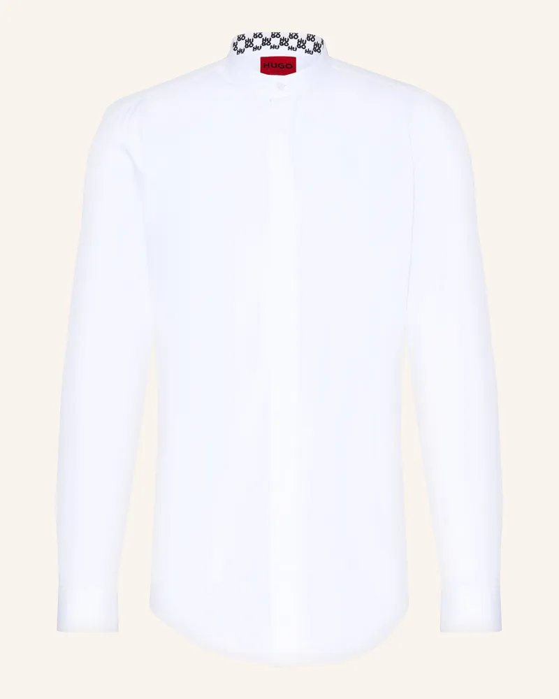 HUGO BOSS Hemd KALEB Slim Fit mit Stehkragen Weiss