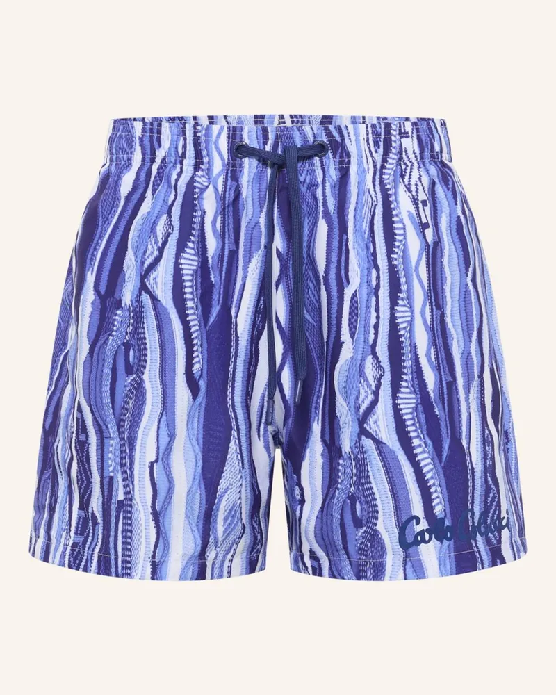 Carlo Colucci Carlo Colucci Swimshort - Signature Knit Print Federici blau Dunkelblau
