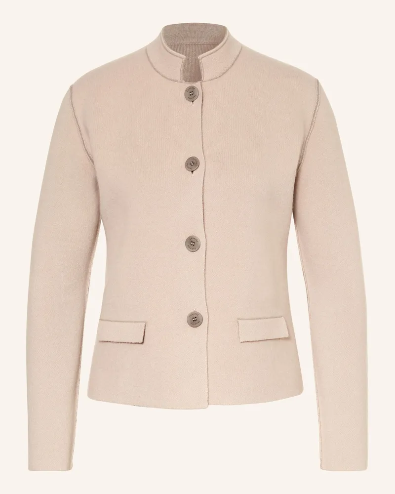 Lunaria Cashmere Strickjacke aus Cashmere zum Wenden Hellbraun