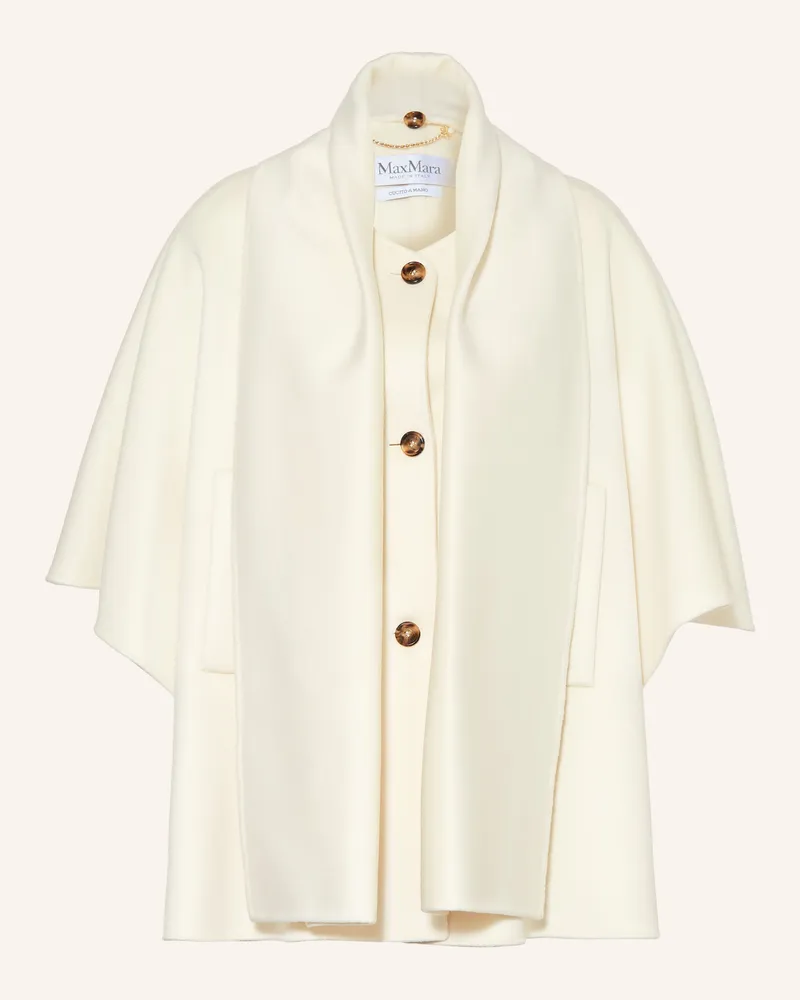 Max Mara Cashmere-Cape Ablasone Mit Abnehmbarem Schal weiss Ecru
