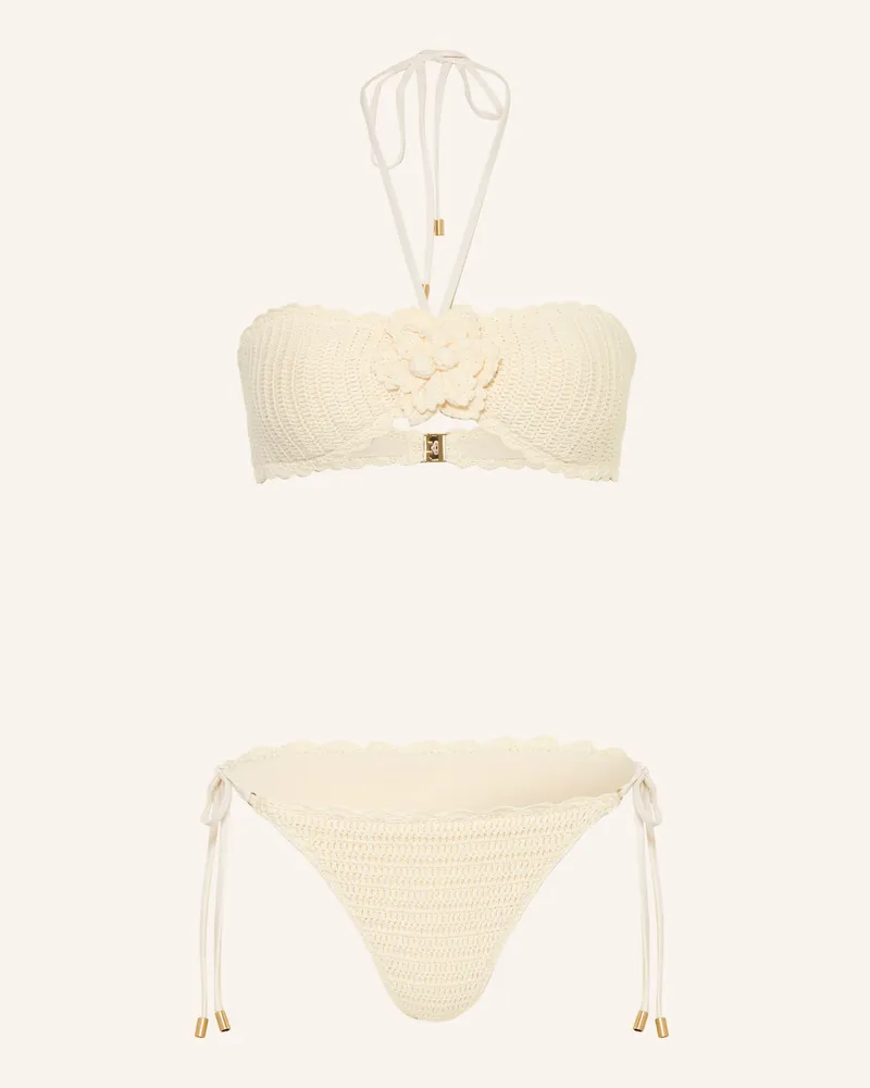 Zimmermann Bandeau-Bikini AWAKEN CROCHET FLOWER Creme