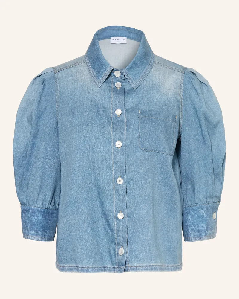 MARELLA Hemdbluse MLSROMANA in Jeansoptik mit 3/4-Arm Blau