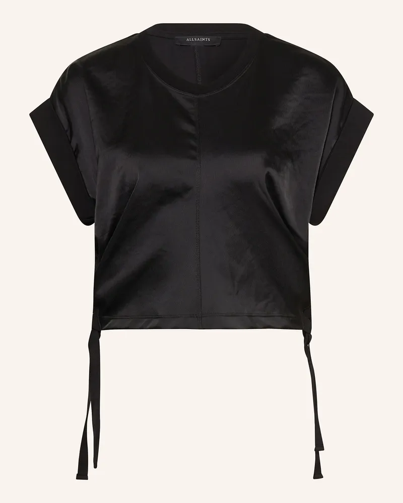 AllSaints T-Shirt MIRA im Materialmix Schwarz