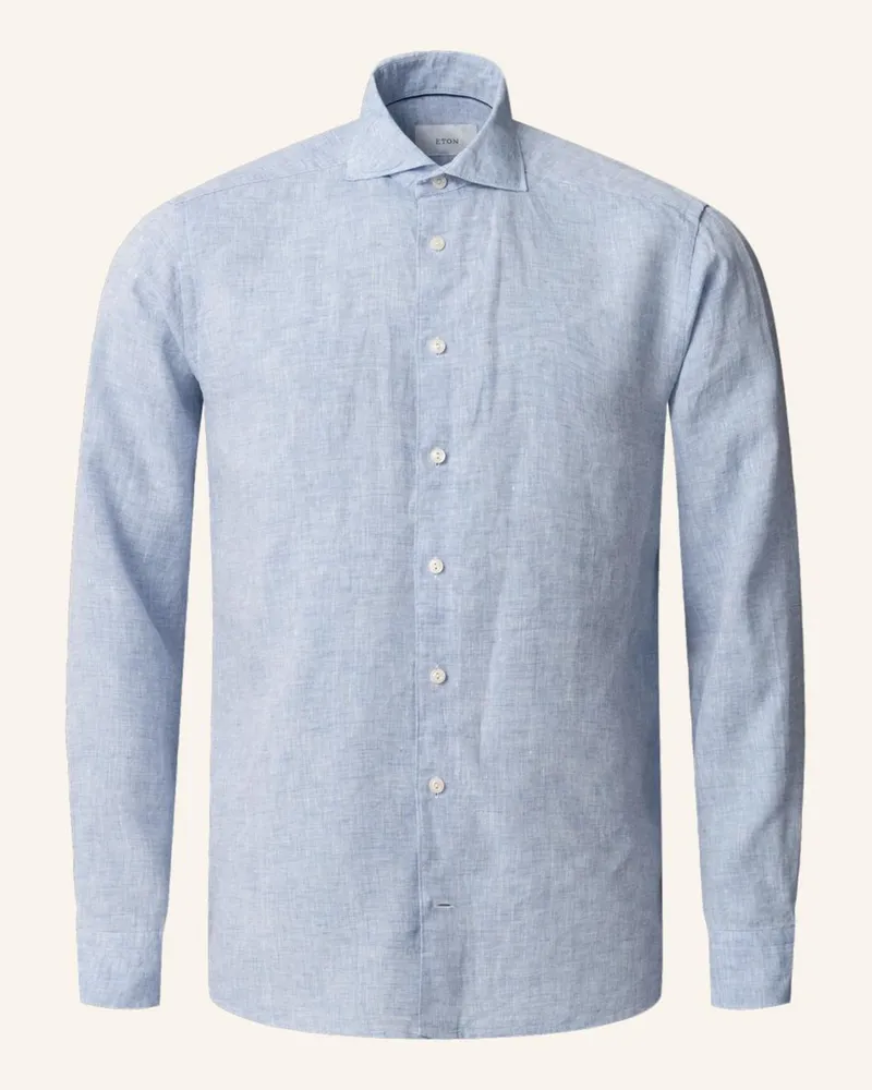 Eton Leinenhemd Mit Webmuster Contemporary Fit Blau