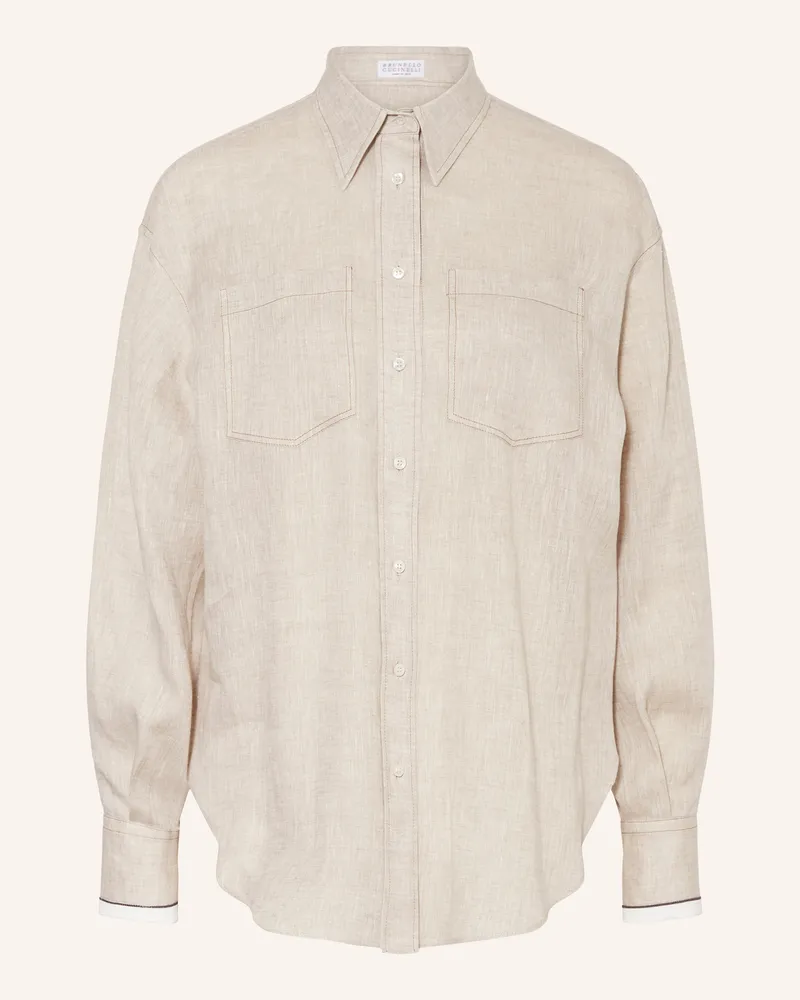 Brunello Cucinelli Hemdbluse aus Leinen Beige