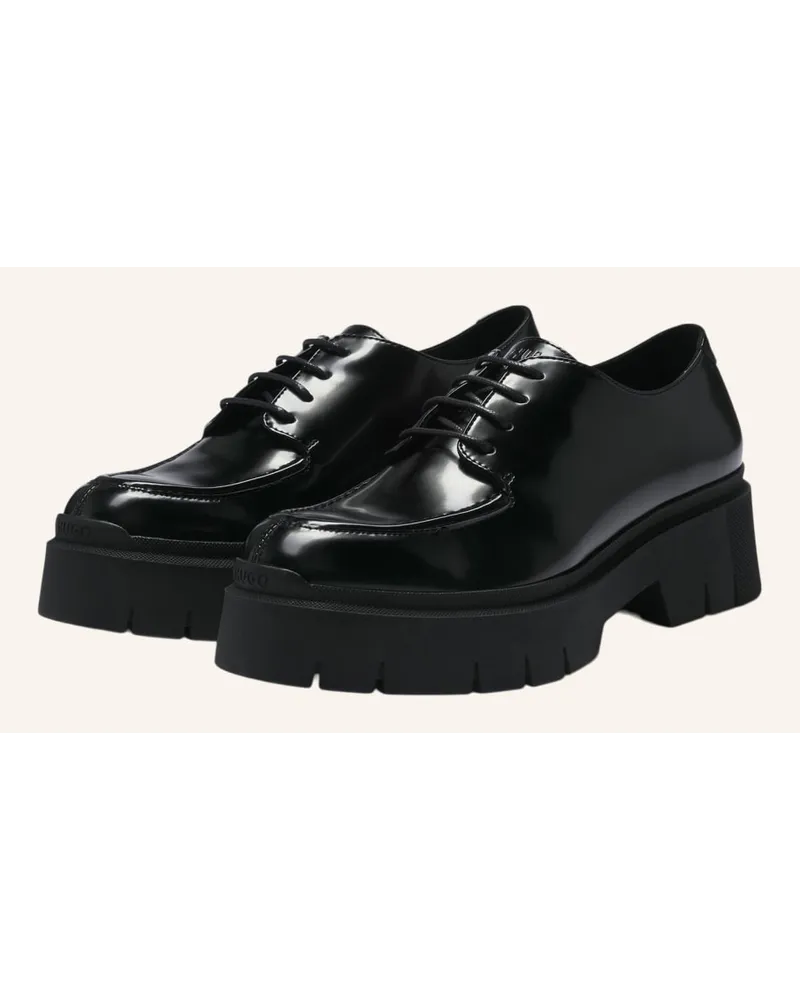 HUGO BOSS Flacher Schuh KRIS_LACEUP_BROF - SCHWARZ Schwarz