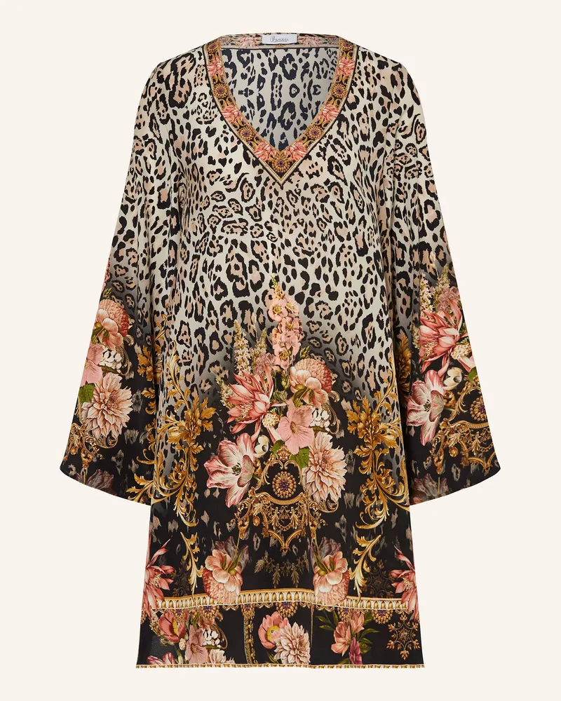 Princess goes Hollywood Seidenkleid mit Schmucksteinen Braun