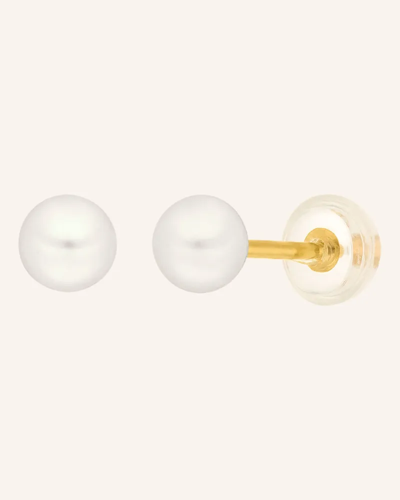 Leaf Ohrstecker Perle 4 Mm Aus 14 Karat Gelbgold gold Gold