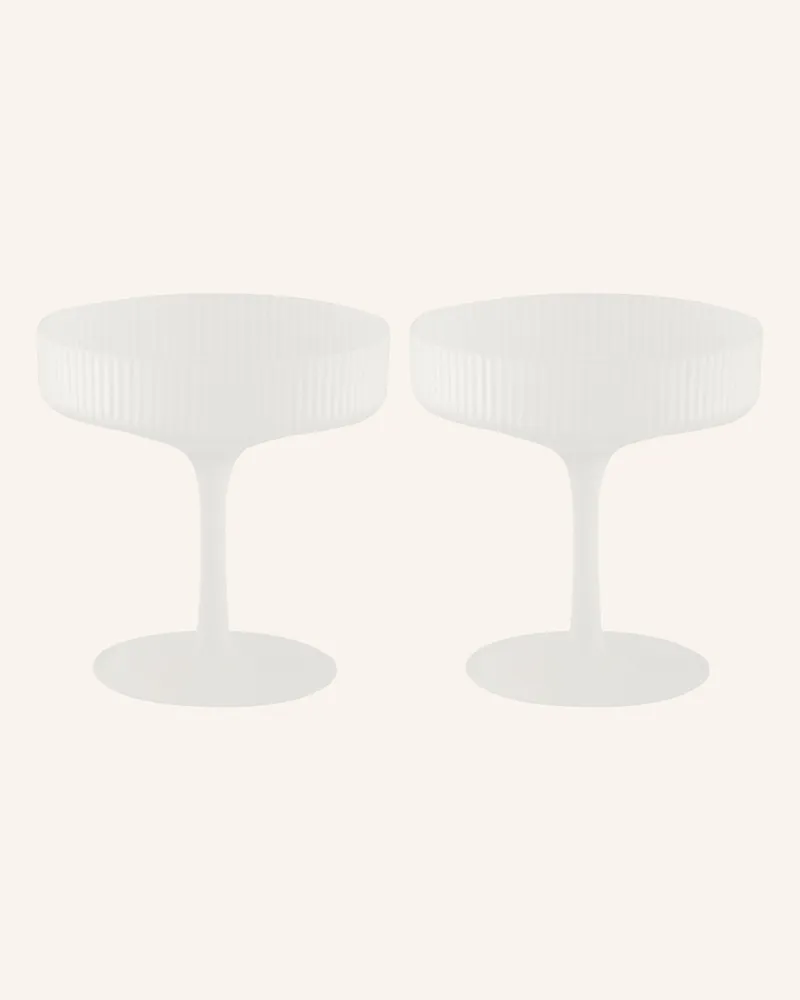 ferm LIVING 2er-Set Champagnergläser RIPPLE Weiss