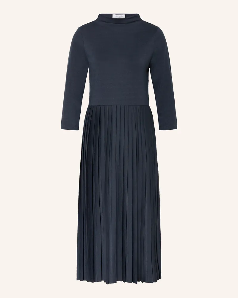 More & More Jerseykleid mit 3/4-Arm und Plissees Dunkelblau