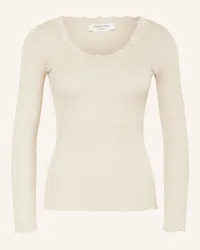 Rosemunde Longsleeve BABETTE aus Seide mit Spitzenbesatz Braun