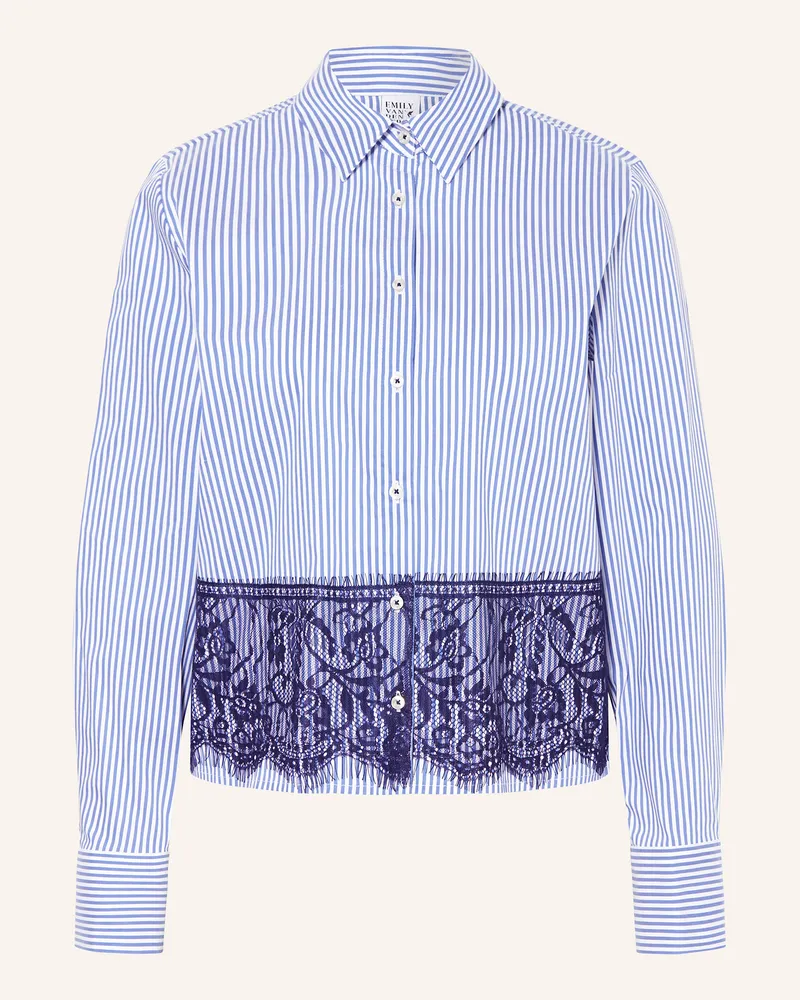 Emily van den Bergh Hemdbluse mit Spitze Blau
