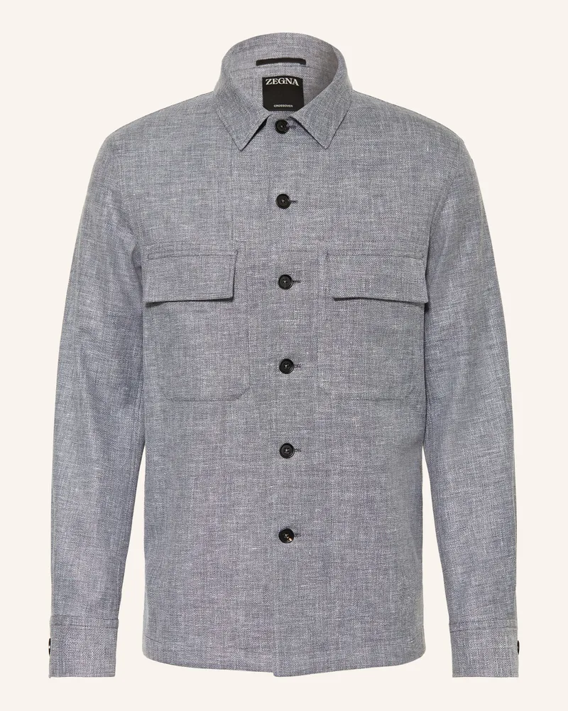 Ermenegildo Zegna Overjacket Mit Leinen blau Blau