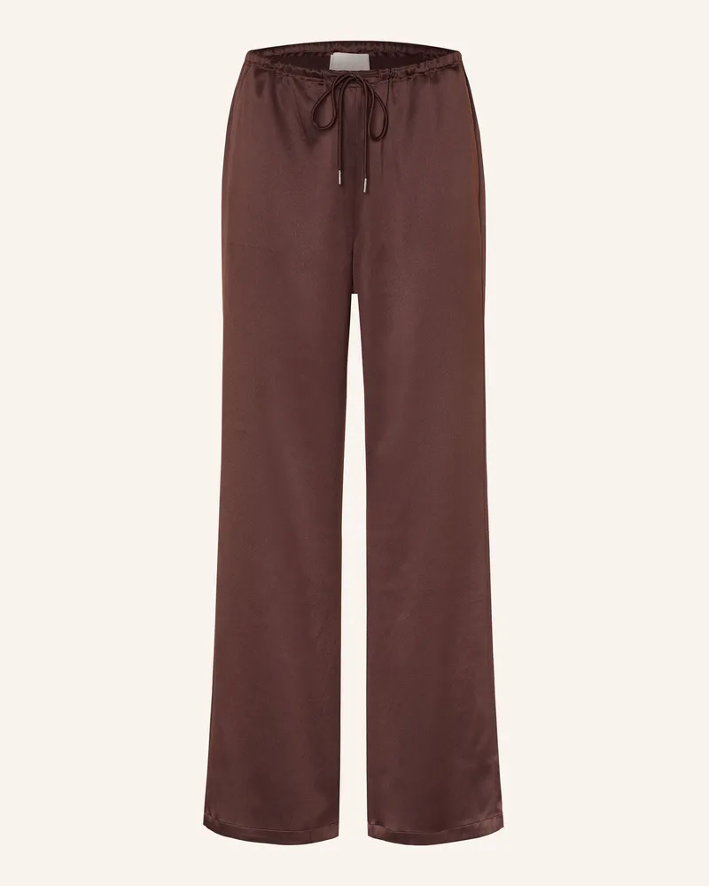 Juvia Marlenehose Florens Aus Satin rot Dunkelbraun