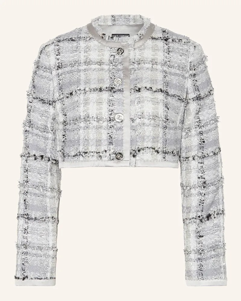 Dolce & Gabbana Cropped-Jacke RACHEL aus Tweed mit Glitzergarn Grau