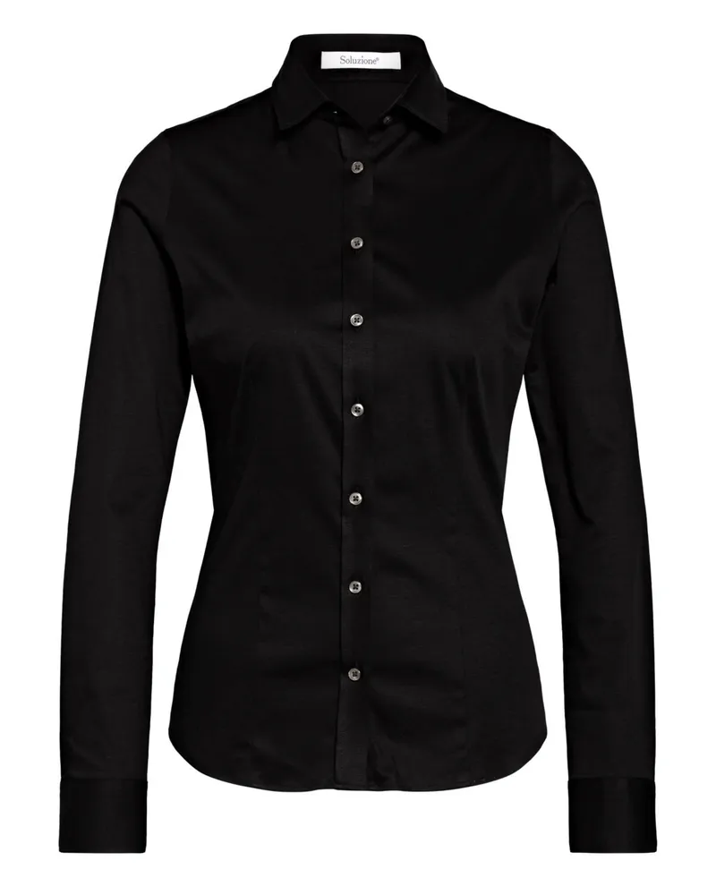 Soluzione Hemdbluse aus Jersey Schwarz