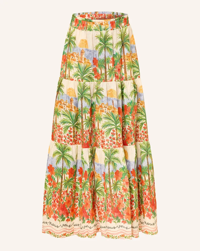 Mrs & HUGS Leinenrock rot Grün